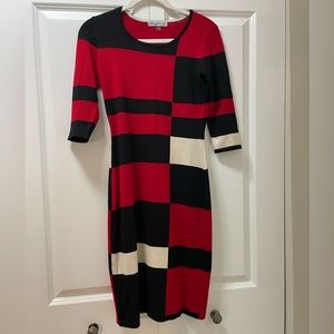danny and nicole size small Colorblock Knit Dress, Maxi, Full length Red & Black